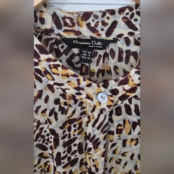 Massimo Dutti Animal Print Button Down Blouse Size 12, Euc - Picture 2 of 5